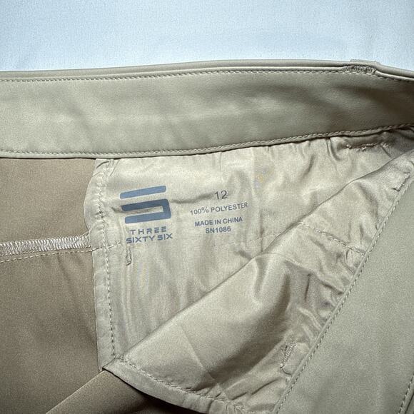 Three Sixty Six Dress Shorts Womens 12 Tan Polyester Flat Front Casual Golf EUC - Picture 3 of 12